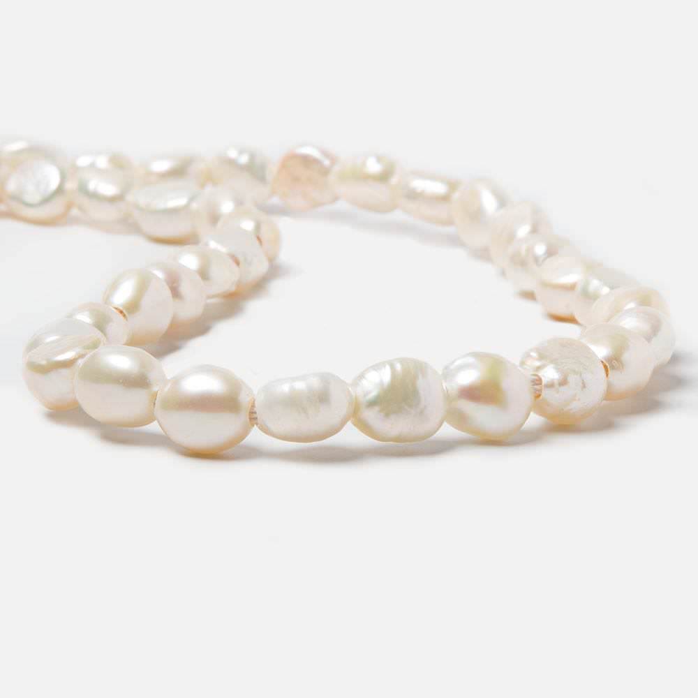 10x9-12x9mm Cream Baroque Straight Drill 2.5mm large hole Pearls 15 in 39 pcs - Beadsofcambay.com