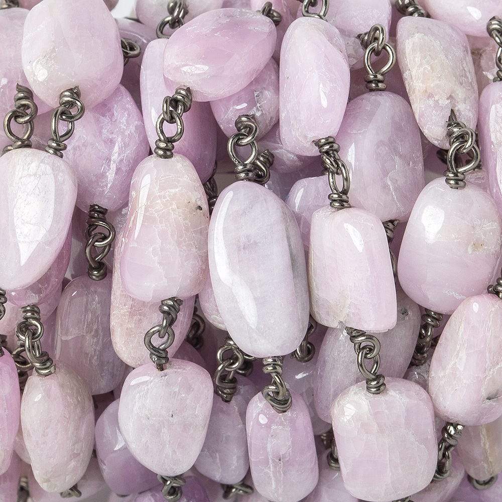 10x9-12x9mm Kunzite plain nugget Black Gold .925 Silver Chain by the foot 15 beads A - Beadsofcambay.com