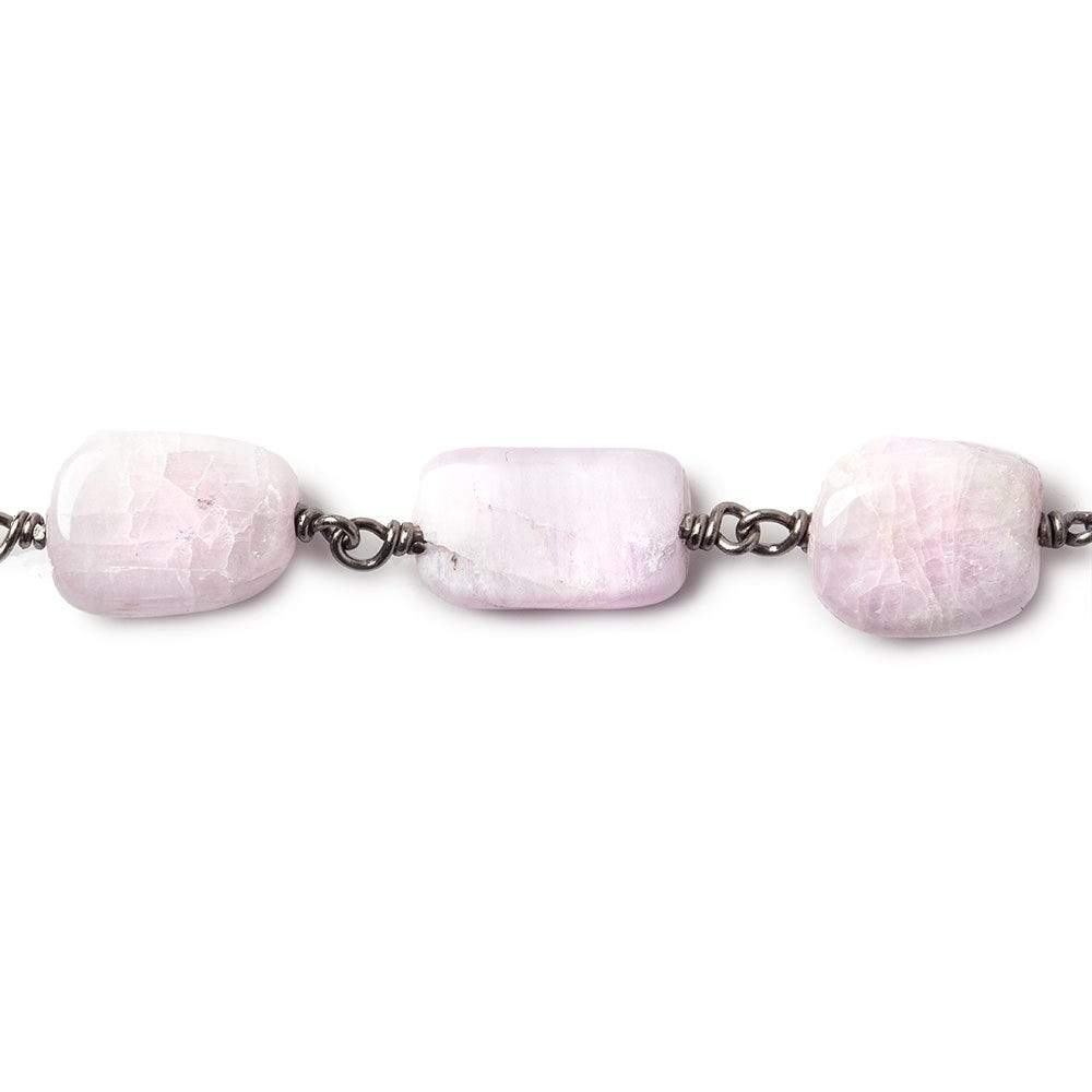 10x9-12x9mm Kunzite plain nugget Black Gold .925 Silver Chain by the foot 15 beads A - Beadsofcambay.com