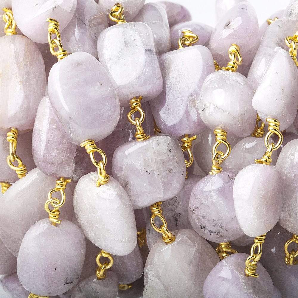 10x9-12x9mm Kunzite plain nugget Vermeil Chain by the foot - Beadsofcambay.com