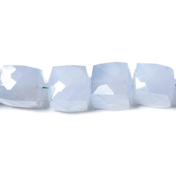 10x9-13.5x10mm Turkish Blue Chalcedony faceted cube 16 inches 37 beads - Beadsofcambay.com