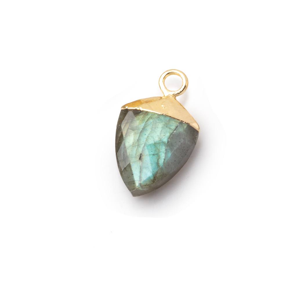 10x9-13x10mm Gold Leafed Labradorite Faceted Shield Focal Pendant 1 piece - Beadsofcambay.com