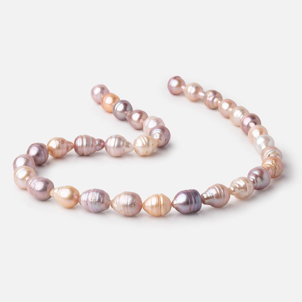 10x9-13x10mm Tri Color Ringed Baroque Freshwater Pearls 16 inch 27 Beads - Beadsofcambay.com
