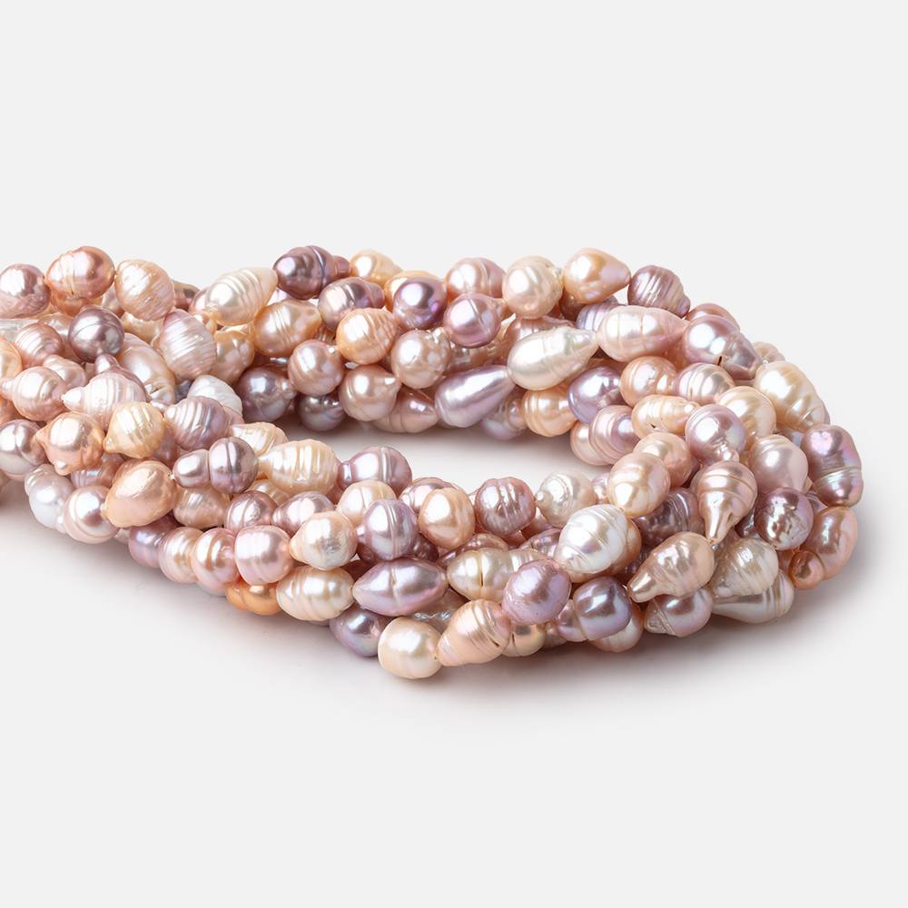 10x9-13x10mm Tri Color Ringed Baroque Freshwater Pearls 16 inch 27 Beads - Beadsofcambay.com