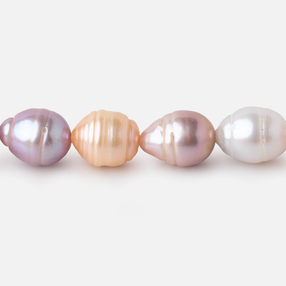 10x9-13x10mm Tri Color Ringed Baroque Freshwater Pearls 16 inch 27 Beads - Beadsofcambay.com