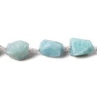 10x9-13x9mm Larimar faceted nugget .925 Silver Chain by the foot 20 pieces - Beadsofcambay.com