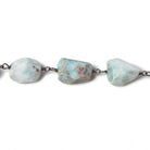 10x9-13x9mm Larimar faceted nugget Oxidized .925 Silver Chain by the foot 20pc - Beadsofcambay.com