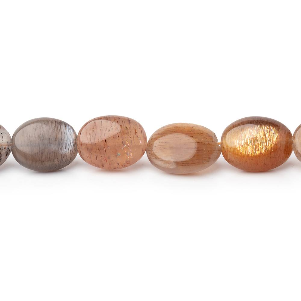 10x9-13x9mm Sunstone & Moonstone Plain Oval Beads 8.5 inch 18 pieces - Beadsofcambay.com