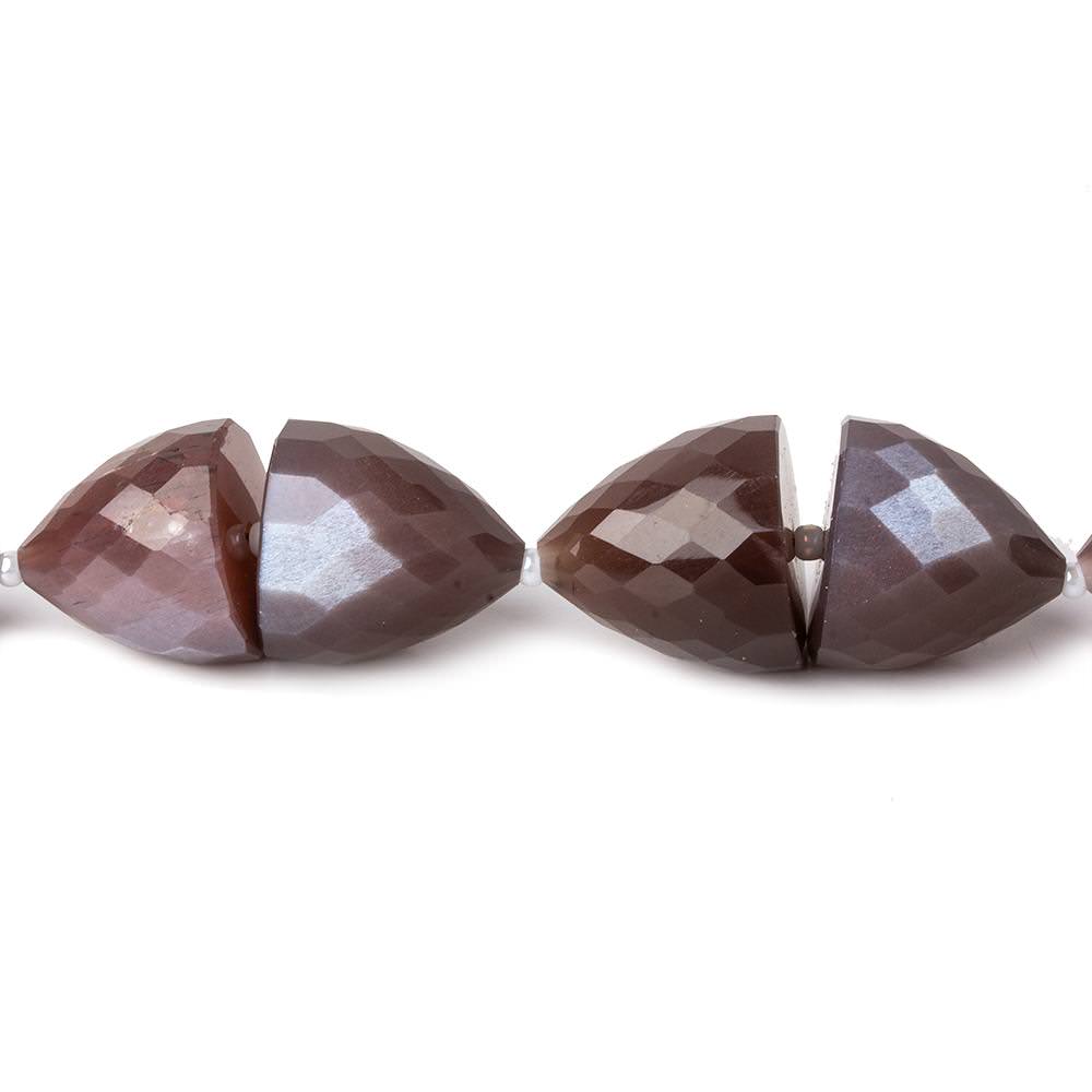 10x9-14x14mm Chocolate Brown Moonstone Center Drilled Faceted Fancy Shapes 15.5 inch 32 beads AA - Beadsofcambay.com