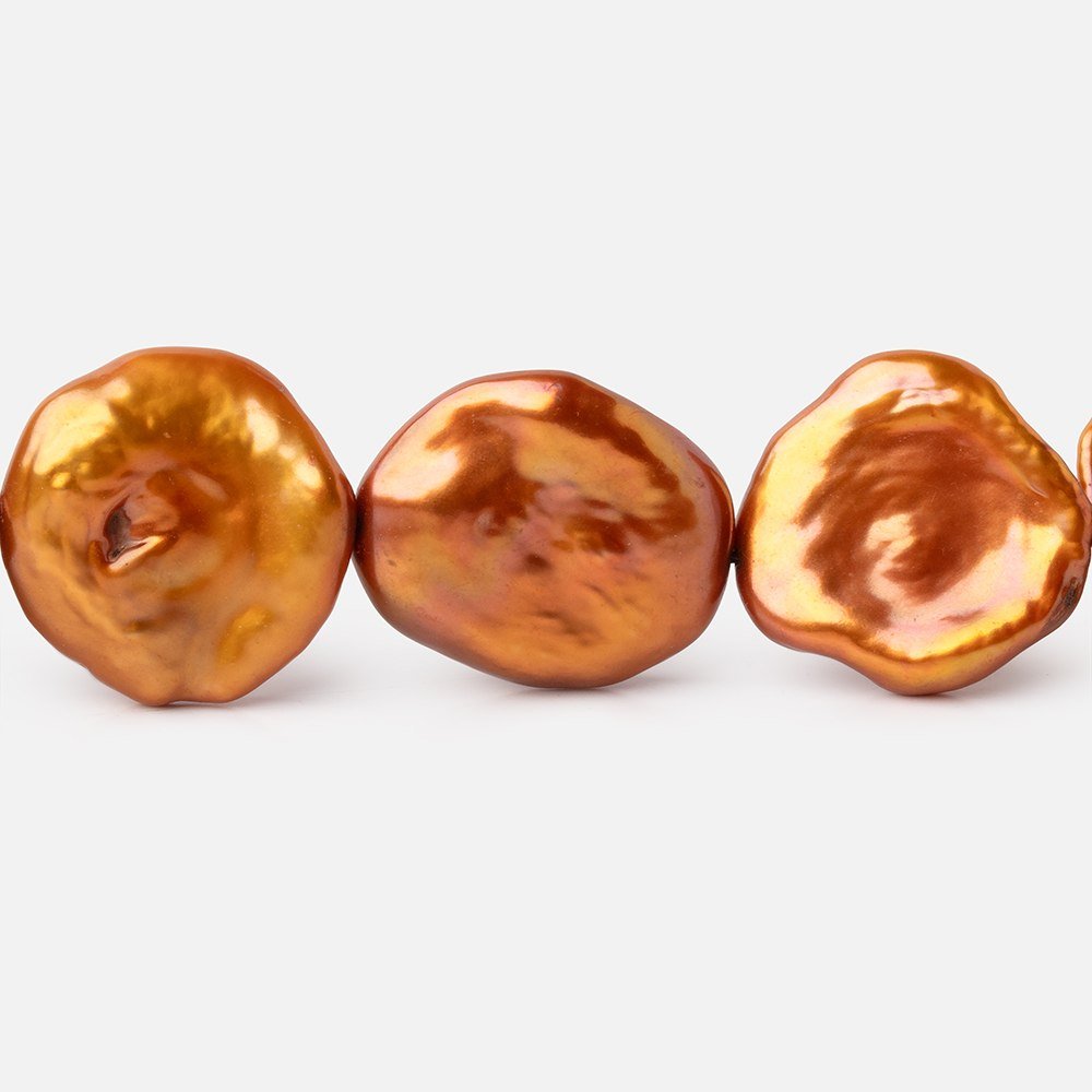 10x9-17x15mm Burnt Orange Keshi Freshwater Pearls 15 inch 26 Beads AA - Beadsofcambay.com