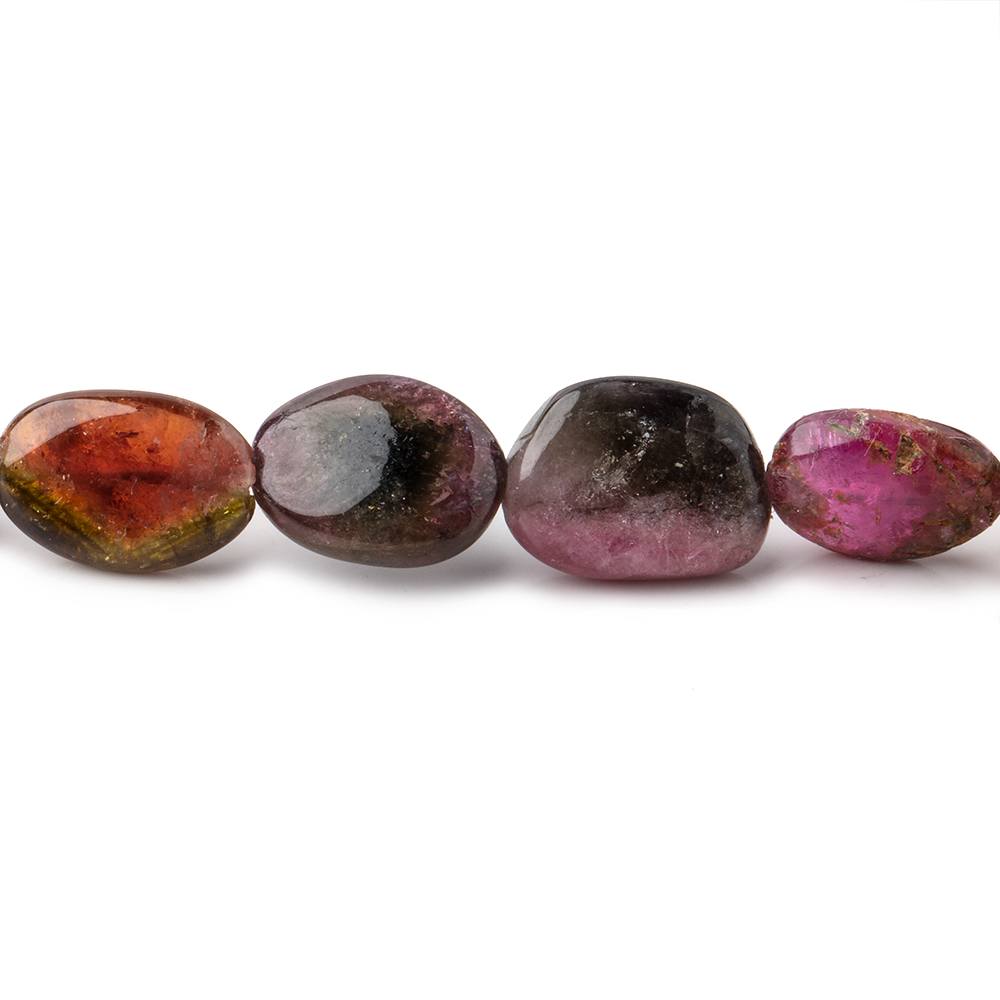 10x9-18x9mm Multi Color Tourmaline Plain Nugget Beads 16 inch 30 pieces - Beadsofcambay.com