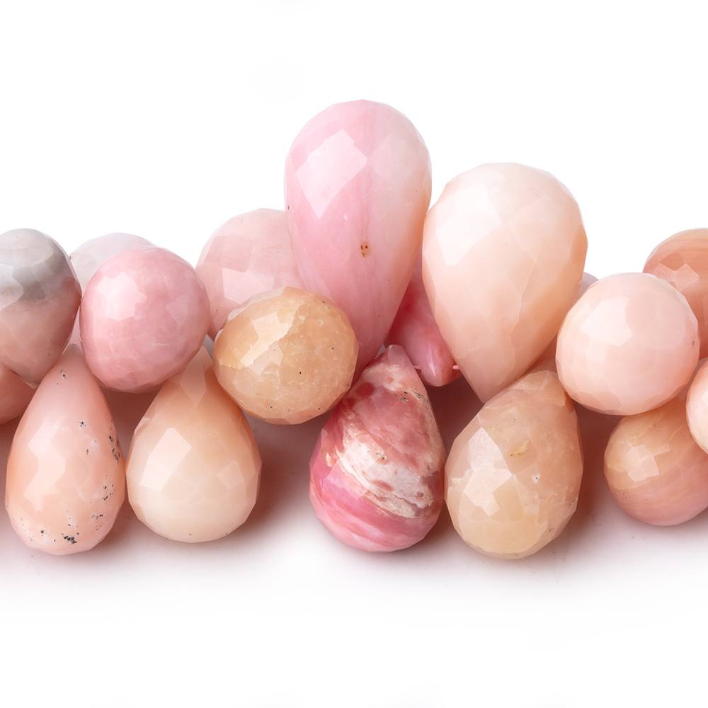 10x9-23x12mm Pink Peruvian Opal Faceted Tear Drop Beads 7.5 inch 60 pieces - Beadsofcambay.com