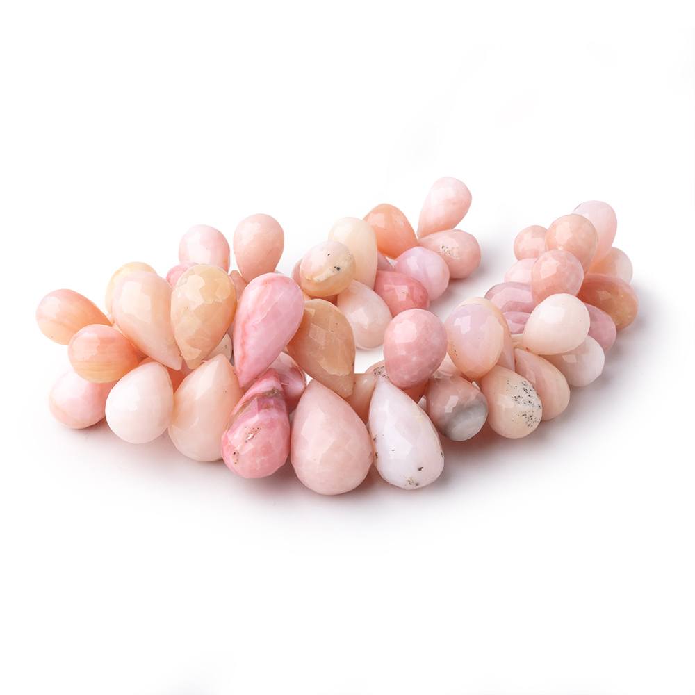 10x9-23x12mm Pink Peruvian Opal Faceted Tear Drop Beads 7.5 inch 60 pieces - Beadsofcambay.com