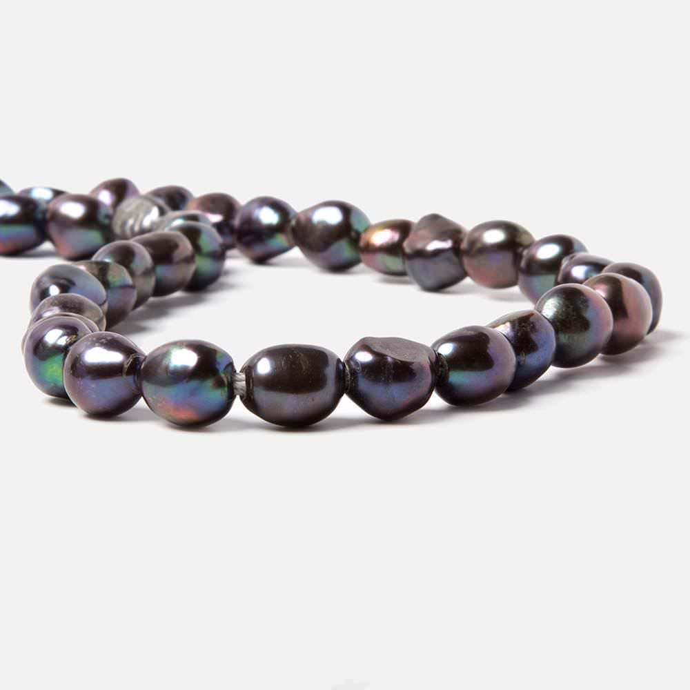 10x9.5-12x10mm Dark Peacock Baroque 2.5mm large hole Pearls 15 in. 36 pcs - Beadsofcambay.com