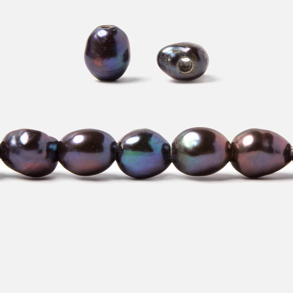 10x9.5-12x10mm Dark Peacock Baroque 2.5mm large hole Pearls 15 in. 36 pcs - Beadsofcambay.com