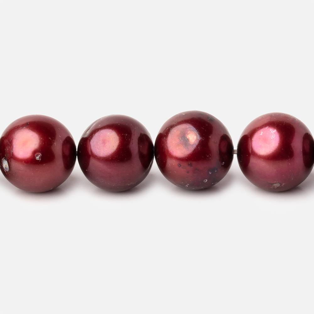 10x9mm Cranberry Red Off Round Freshwater Pearl Beads 16 inch 42 pieces - Beadsofcambay.com
