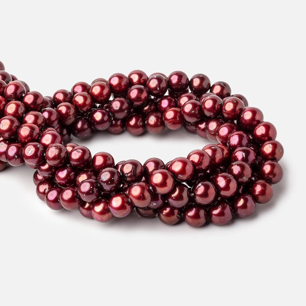 10x9mm Cranberry Red Off Round Freshwater Pearl Beads 16 inch 42 pieces - Beadsofcambay.com