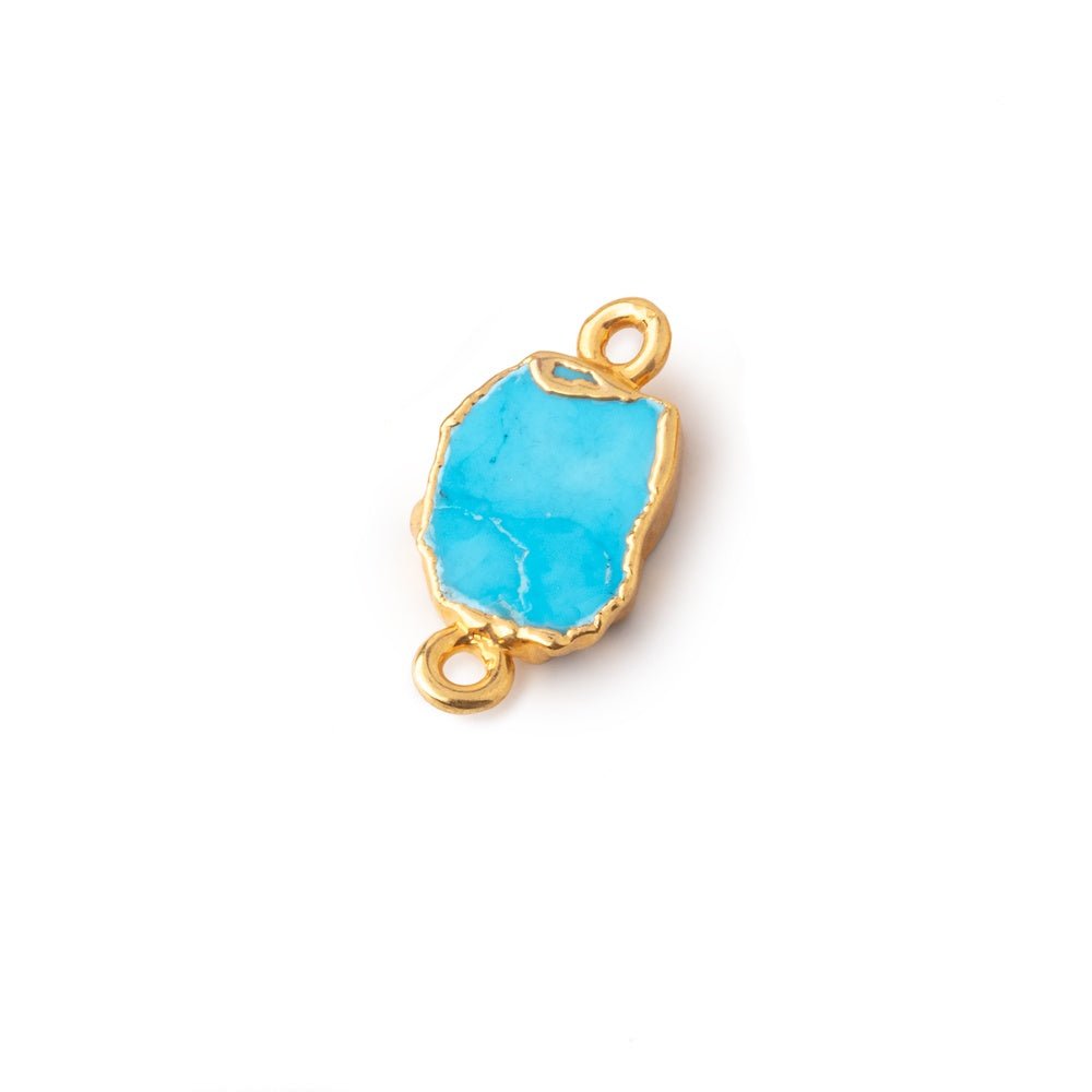 10x9mm Gold Leafed Turquoise Howlite Slice Connector 1 piece - Beadsofcambay.com