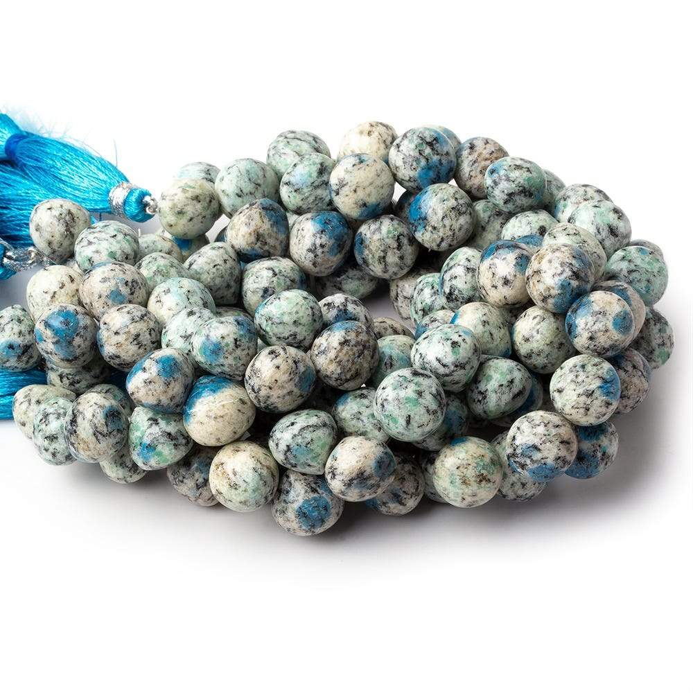 10x9mm K2 Azurite Granite "K2 Jasper" plain candy kiss beads 8 inch 48 pieces - Beadsofcambay.com