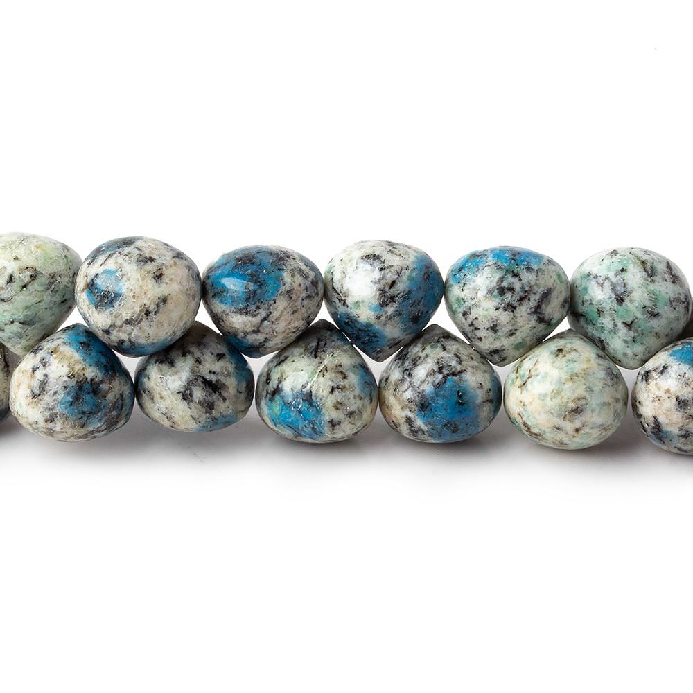 10x9mm K2 Azurite Granite "K2 Jasper" plain candy kiss beads 8 inch 48 pieces - Beadsofcambay.com