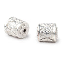 10x9mm Silver Plated Copper Miligrain Tube Set of 2 Beads - Beadsofcambay.com