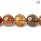 11-11.5mm Multi Rutilated Quartz plain round large hole beads 15.5 inch 34 pieces AA - Beadsofcambay.com