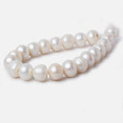 11-11.5mm Off White Ringed Baroque Large Hole pearls 8 inch 20 pieces - Beadsofcambay.com
