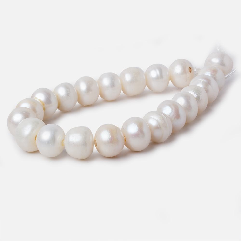 11-11.5mm Off White Ringed Baroque Large Hole pearls 8 inch 20 pieces - Beadsofcambay.com