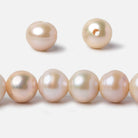 11-11.5mm Peach Ringed Baroque Large Hole pearls 8 inch 19 pieces - Beadsofcambay.com