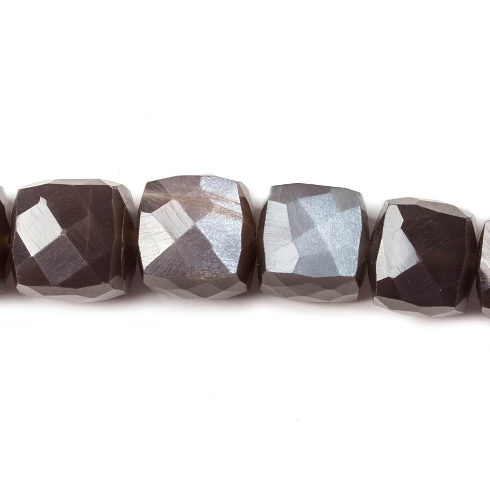 11-12.5mm Chocolate Moonstone faceted cube beads 8 inch 17 pieces - Beadsofcambay.com