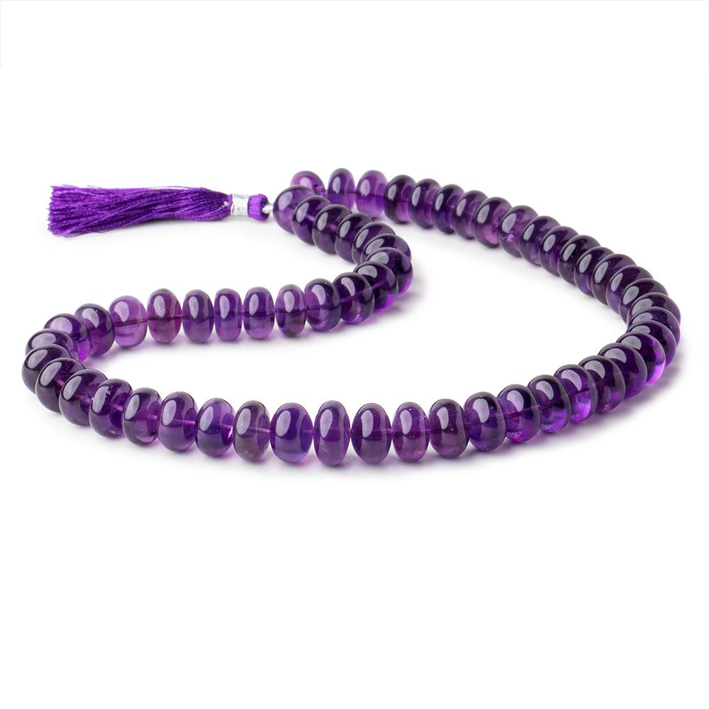 11-12mm Amethyst Plain Rondelle Beads 16 inch 56 pieces AA - Beadsofcambay.com