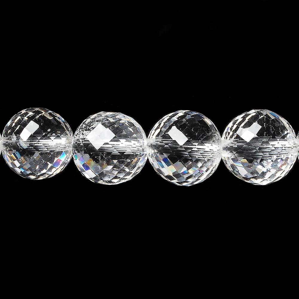 11-12mm Crystal Quartz faceted round beads 16 inch 37 pieces AAA - Beadsofcambay.com