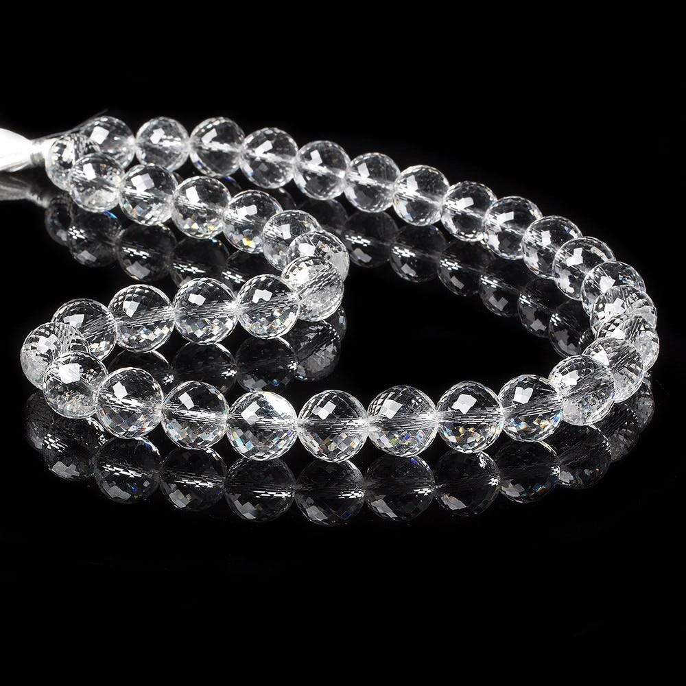 11-12mm Crystal Quartz faceted round beads 16 inch 37 pieces AAA - Beadsofcambay.com