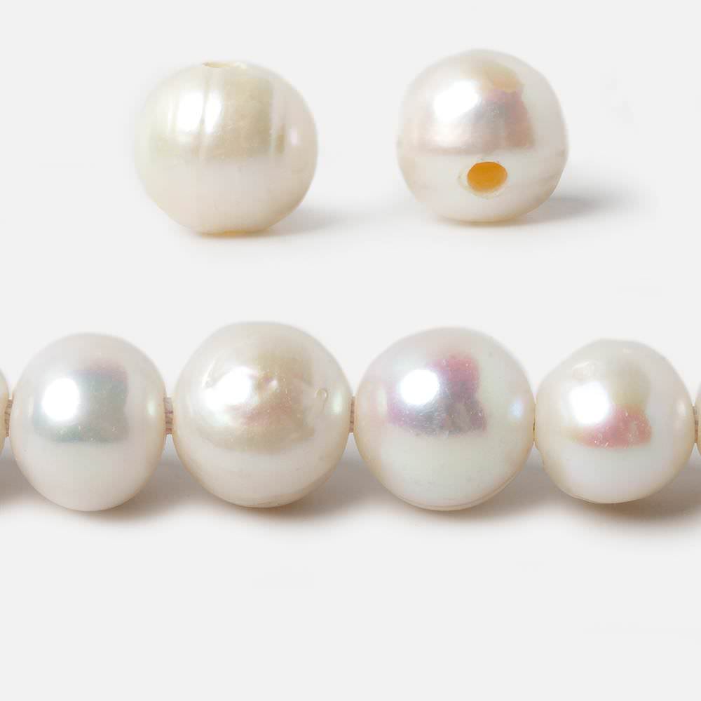 11-12mm Off White Baroque Large Hole Freshwater Pearl 8 inch 18 pieces A Grade - Beadsofcambay.com