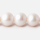 11-12mm Off White Off Round Large Hole pearls 8 inch 17 pieces AA - Beadsofcambay.com
