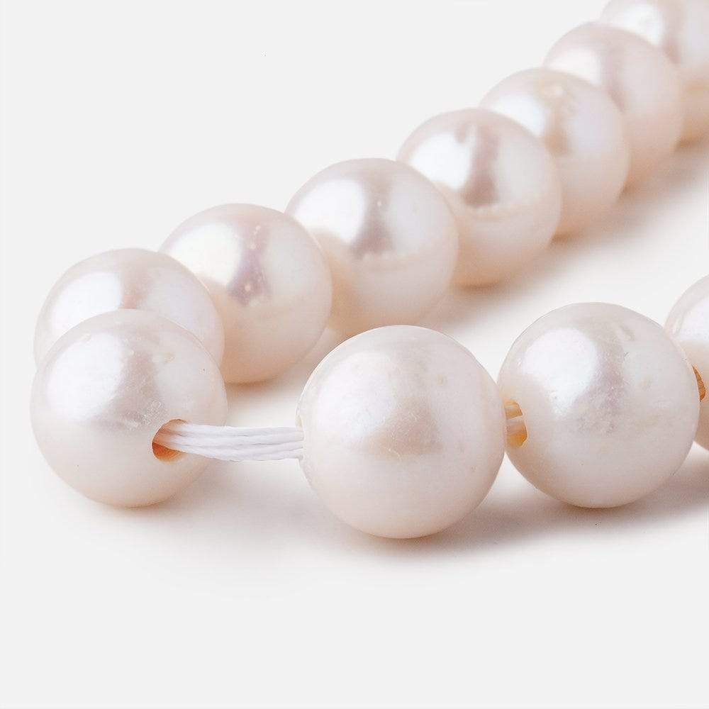 11-12mm Off White Off Round Large Hole pearls 8 inch 17 pieces AA - Beadsofcambay.com