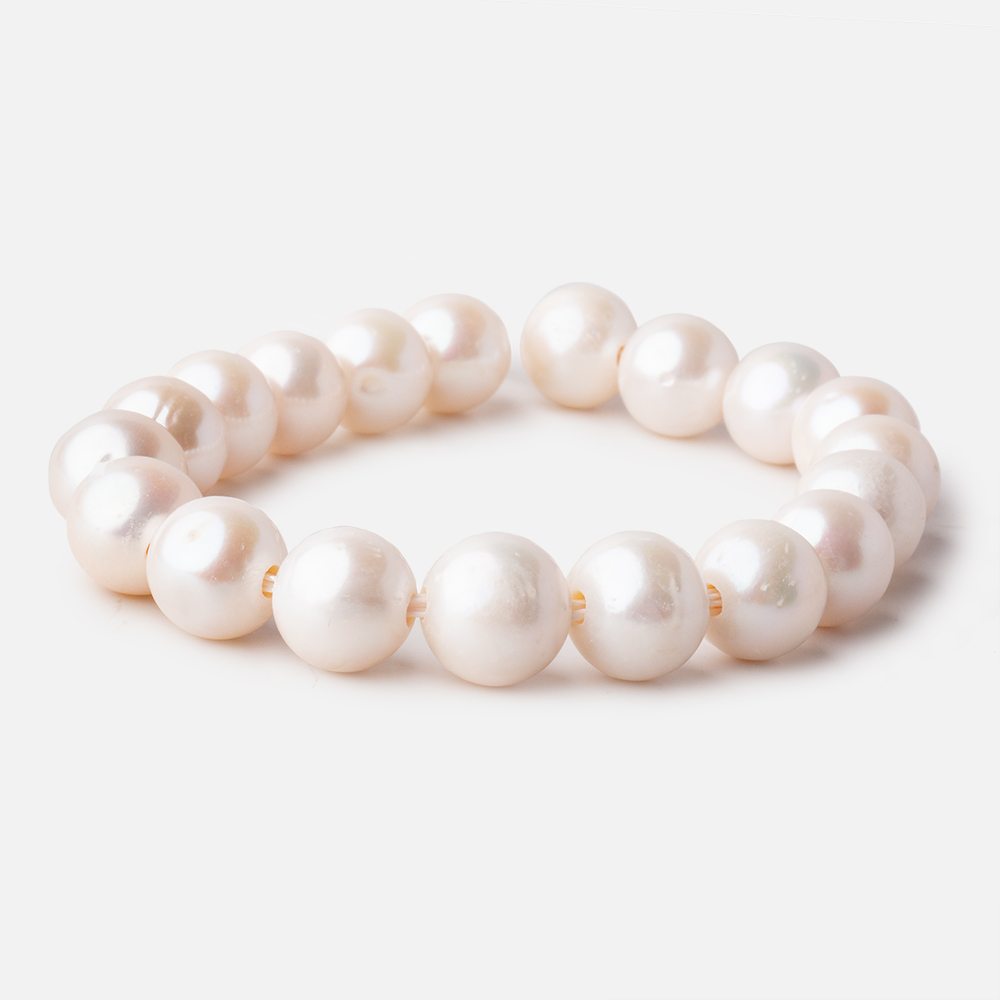 11-12mm Off White Off Round Large Hole pearls 8 inch 17 pieces AA - Beadsofcambay.com