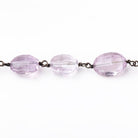 11-12mm Pink Amethyst Faceted Oval Beads on Black Gold over .925 Silver Chain - Beadsofcambay.com