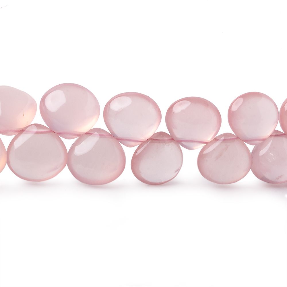 11-12mm Rose Quartz plain heart beads 8.5 inch 36 pieces - Beadsofcambay.com