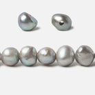 11-12mm Stainless Steel Silver Baroque large hole Freshwater Pearls 16 inch 39 pieces - Beadsofcambay.com