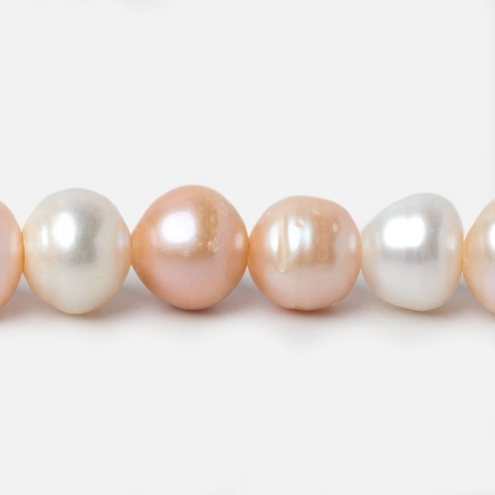 11-12mm Tri-Color Ringed Baroque Large Hole pearls 8 inch 19 pieces - Beadsofcambay.com