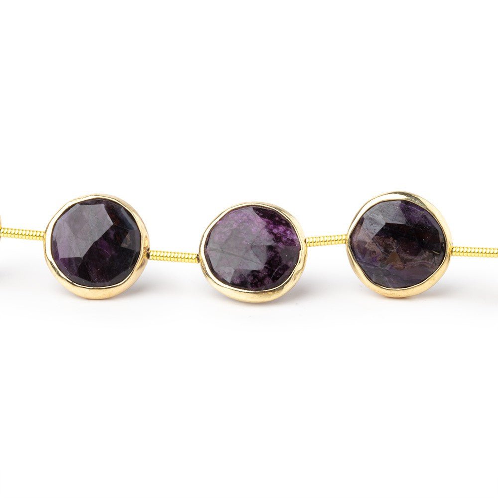 11-12mm Vermeil Bezel Sugilite Faceted Coins 6.5 inch 10 Beads - Beadsofcambay.com