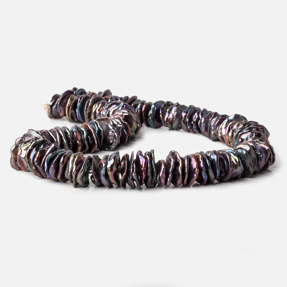 11-13.5mm diameter Peacock center drilled Keshi Freshwater Pearls 16 inch 95 pieces A - Beadsofcambay.com