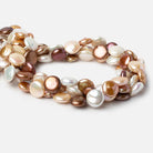 11-13.5mm Tri-Color Coin Freshwater Pearls 15.5 inch 32 pieces A Quality - Beadsofcambay.com