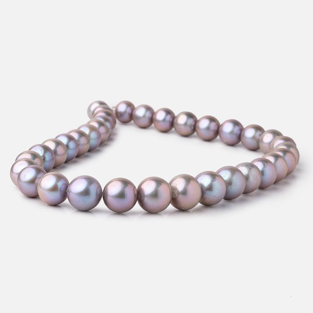 11-13.5mm Violet Silver Near Round Freshwater Pearls 16 inch 33 Beads AA - Beadsofcambay.com