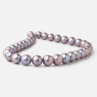 11-13.5mm Violet Silver Near Round Freshwater Pearls 16 inch 33 Beads AA - Beadsofcambay.com