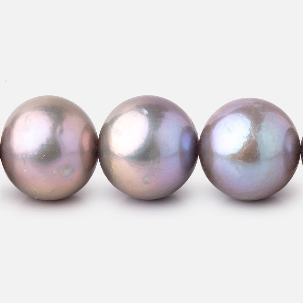 11-13.5mm Violet Silver Near Round Freshwater Pearls 16 inch 33 Beads AA - Beadsofcambay.com