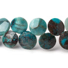 11-13mm Chrysocolla Top Drilled Faceted Coins 7.5 inch 28 Beads AA - Beadsofcambay.com