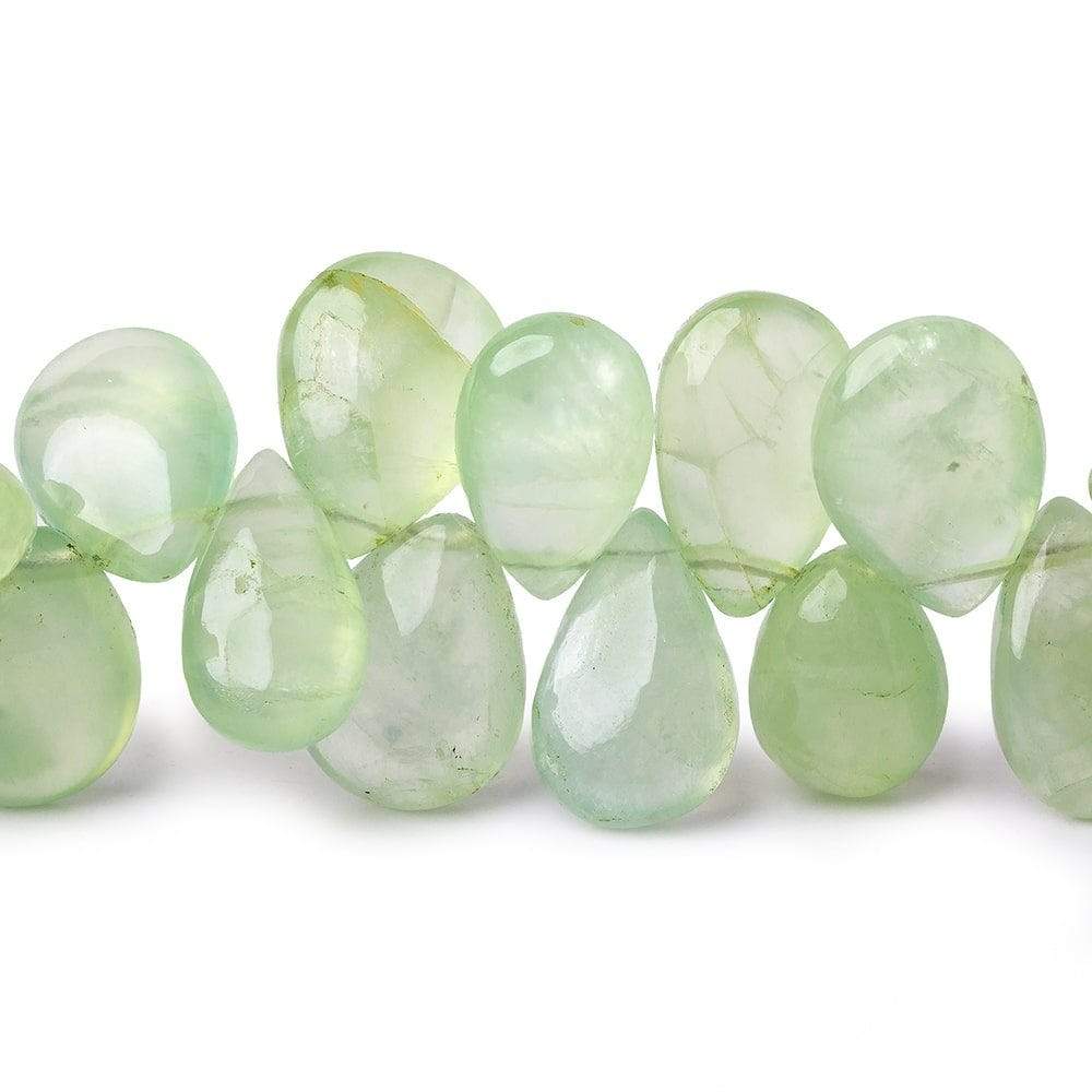 11-13mm Green Prehnite Plain Pear Beads 8 inch 43 pieces - Beadsofcambay.com