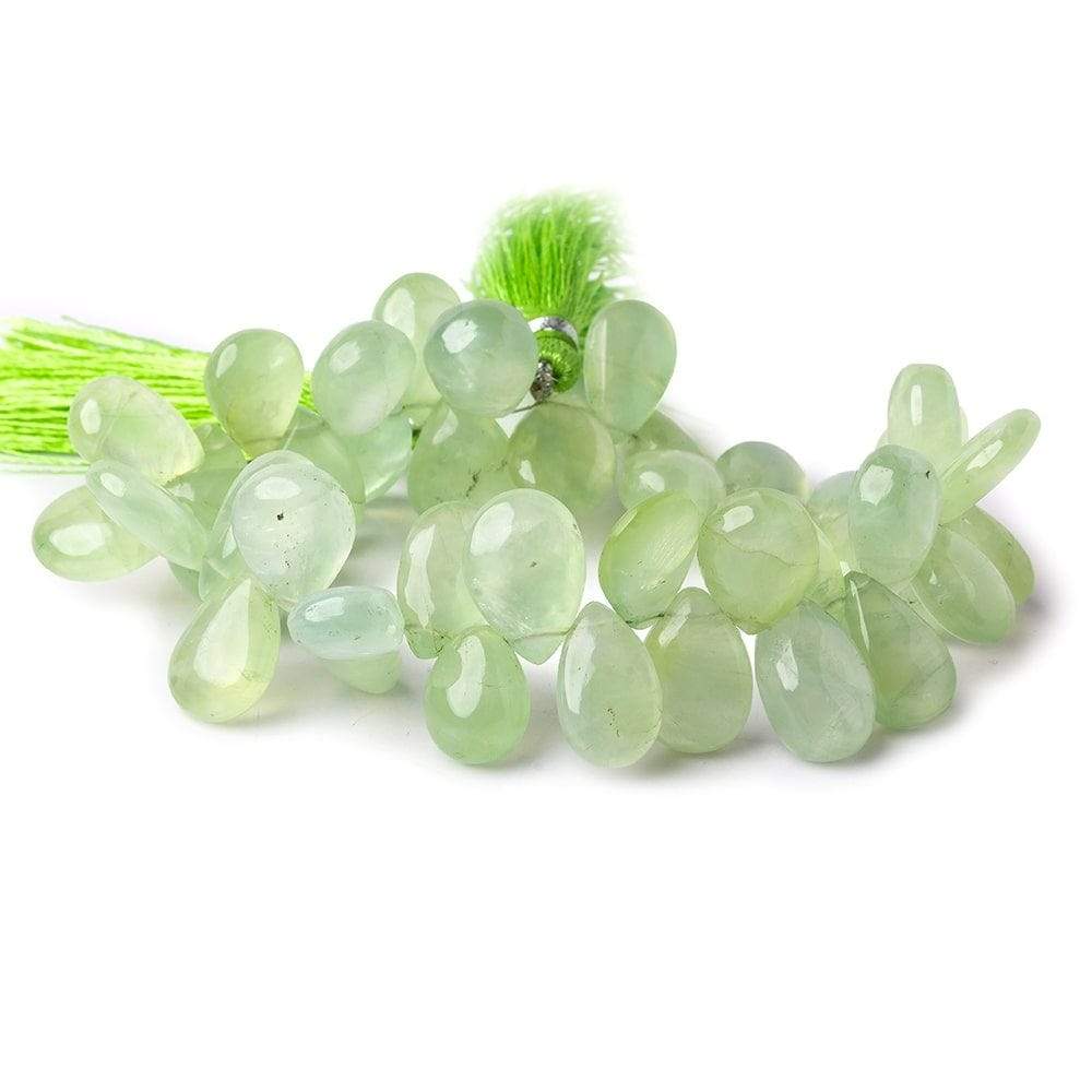 11-13mm Green Prehnite Plain Pear Beads 8 inch 43 pieces - Beadsofcambay.com